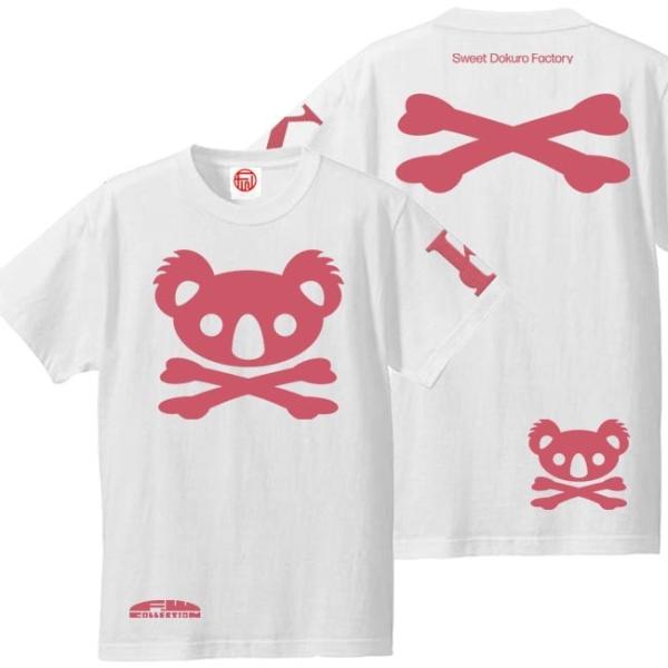 ドクロ おもしろ コアラ Tシャツ 半袖 こあドクロ 3L XXL ホワイト ピンクプリント