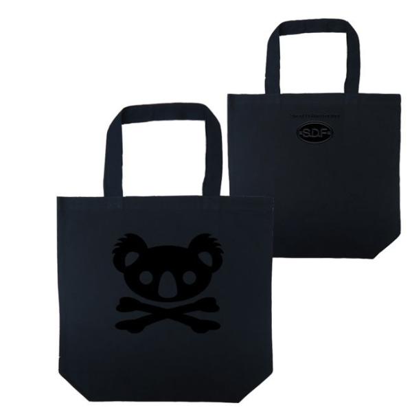 ドクロ おもしろ コアラ トートバッグ こあドクロ ブラック ブラックプリント コアラ