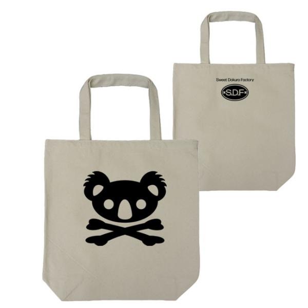 ドクロ おもしろ コアラ トートバッグ こあドクロ ナチュラル ブラックプリント コアラ