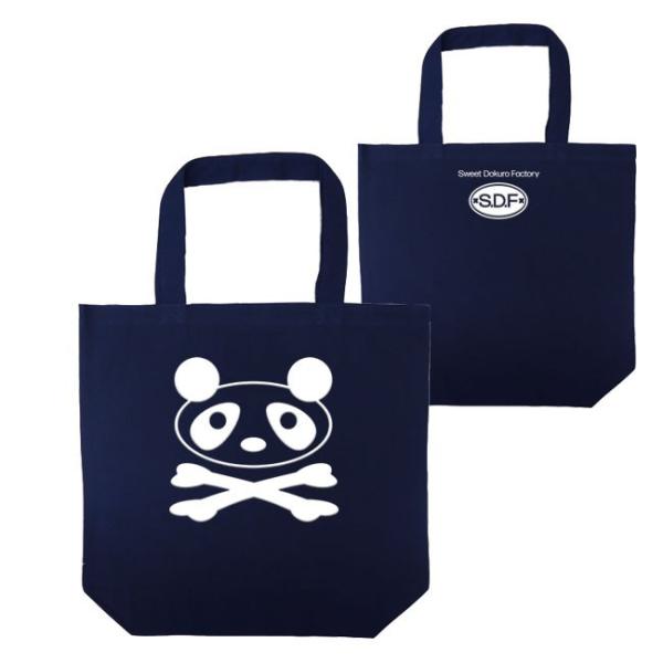ドクロ おもしろ パンダ トートバッグ ぱんドクロ ネイビー