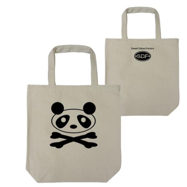 ドクロ おもしろ パンダ トートバッグ ぱんドクロ ナチュラル ブラックプリント