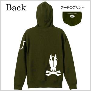 ドクロ おもしろ 馬 パーカー ジップアップ ...の詳細画像2