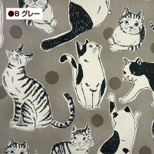 綿麻キャンバス生地 Big 猫 大きな猫柄 ね...の詳細画像4