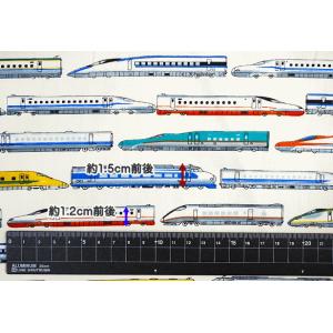 オックス 生地 新幹線 横柄 乗り物柄 綿10...の詳細画像5