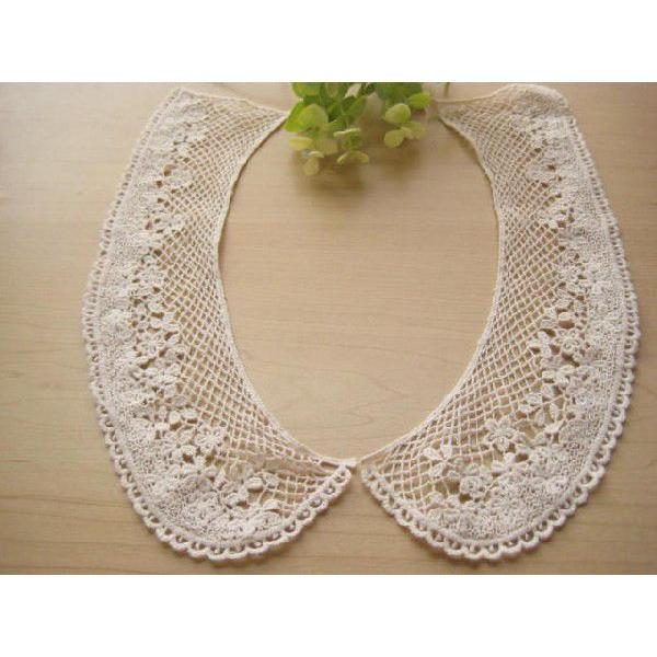 訳あり品 アンティーク風 綿ケミカル 襟レース 衿レース 付け襟（ショコラ）