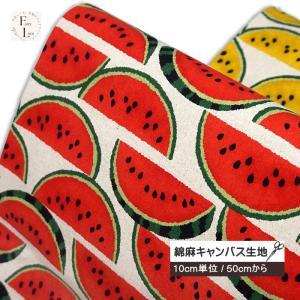 10cm単位 綿麻 キャンバス 生地 スイカ 北...の商品画像