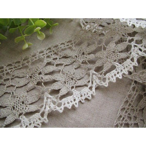 手芸 中幅 リネン トーションレース (お花)