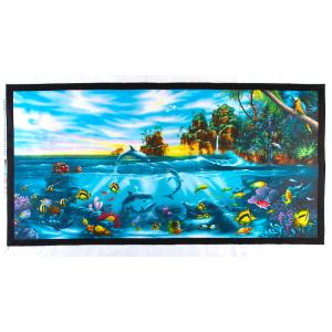 ES-4259 イルカや熱帯魚 海のパネル 110*60 未完成品 コットンプリント生地