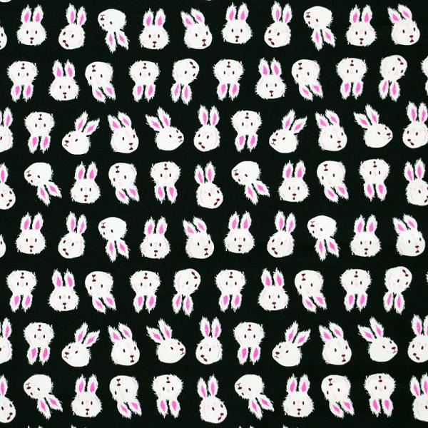 不思議の国のアリスの時計うさぎ柄 白ウサギ ブラック/不思議の国のアリス MO4948 コットンプリ...