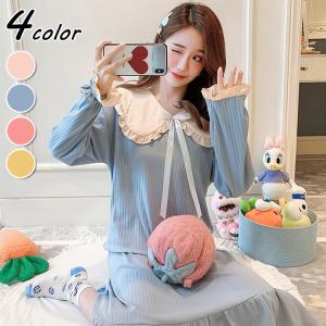 ネグリジェ 春秋 長袖ネグリジェ 可愛い お姫様 フレアワンピース