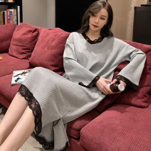 ネグリジェ パジャマ レディース 春夏秋 長袖ワンピース