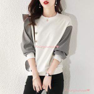 スウェットトレーナー トップス レディース 春秋 長袖プルオーバー パーカー きれいめチェック柄 ジャージ オシャレ韓国風 ゆったり 40代カジュアル スポーツ