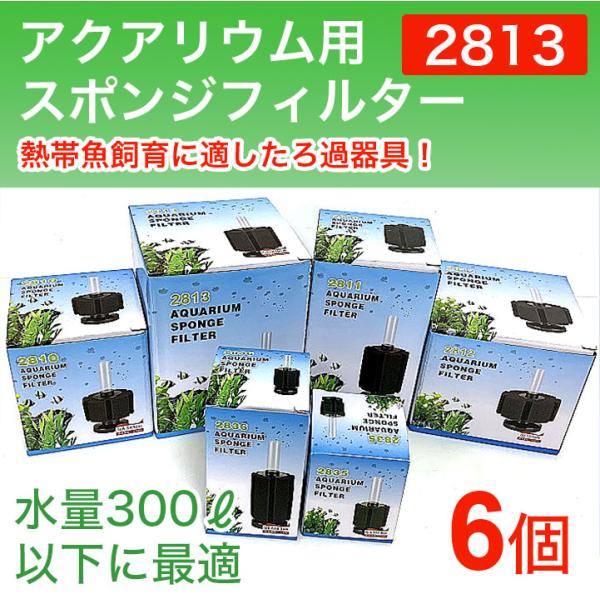 6個セット スポンジフィルター 2813 350Ｌ 以下水槽 大型フィルター シュリンプ エビ 小型...