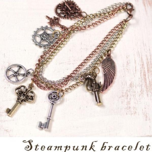 ブレスレット チェーン  ロック メンズ レディース  かっこいい おしゃれ ギア 鍵  サイズ調整...