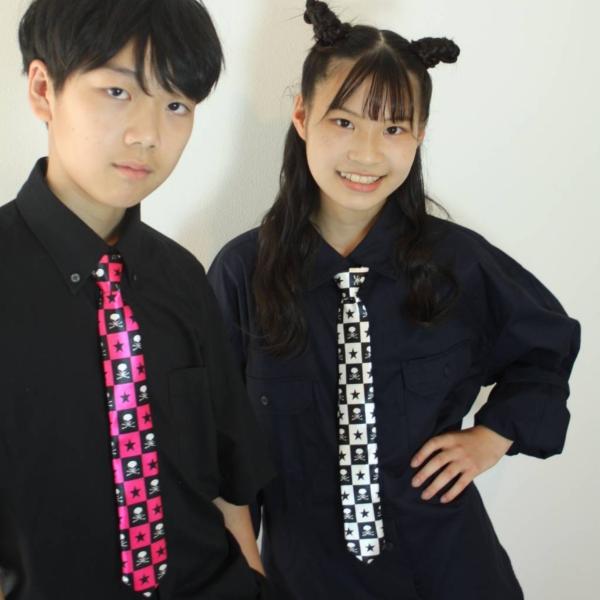 キッズ ネクタイ コスプレ ダンスアクセ ダンス スカル柄 ワンタッチ 簡単装着 おしゃれ 子供 ホ...