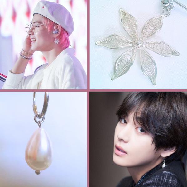 BTS テテ着用 イヤリング ノンホールピアス 片耳用 ダンスアクセ　ダンス レプリカ おしゃれ ギ...