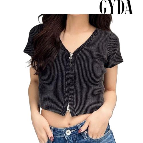 ジェイダ GYDA ハーフスリーブブリーチWファスナーリブニット ダブルファスナースタイルアップ ワ...