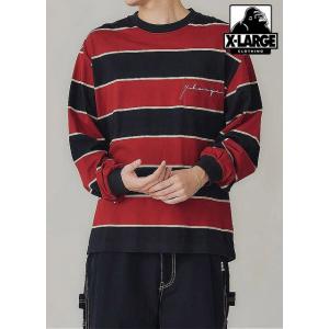 エクストララージ XLARGE STRIPED L/S POCKET TEE ストライプ ロンT ボ...