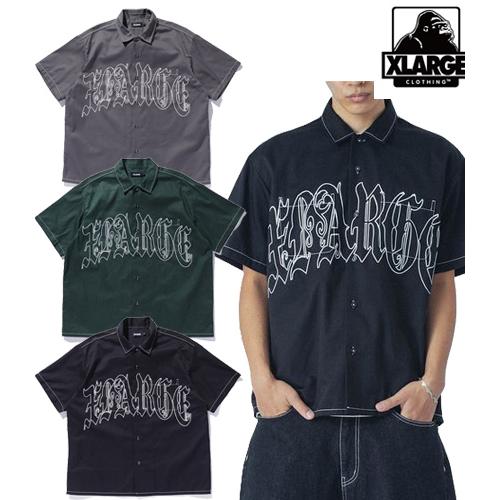 エクストララージ XLARGE OLD ENGLISH S/S WORK SHIRT 半袖 ワークシ...