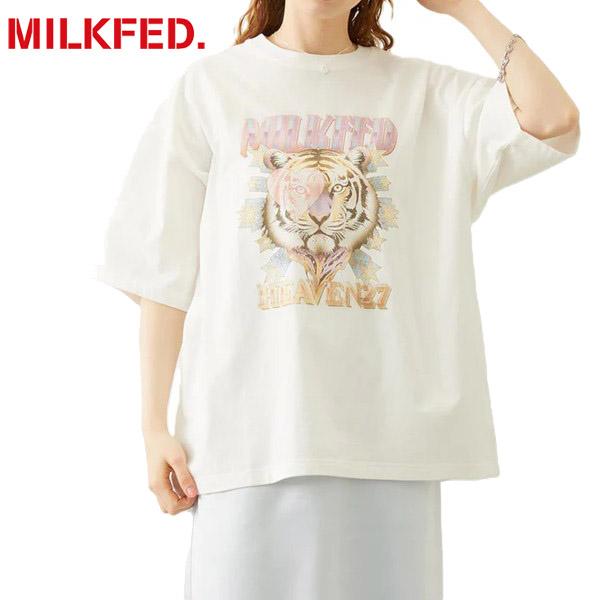 ミルクフェド MILKFED. レディース 半袖Tシャツ ワイドT タイガー プリント 103262...