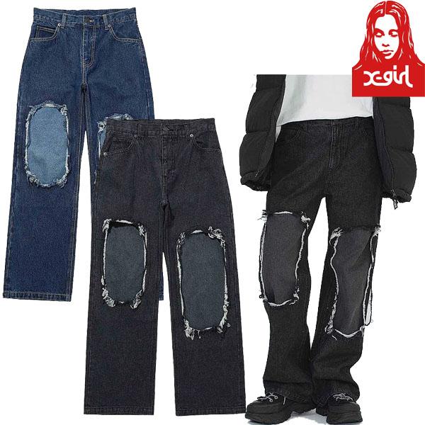 ☆セール SALE☆ エックスガール X-GIRL DISTRESSED 2TONE DENIM デ...