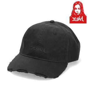 エックスガール X-GIRL MILLS LOGO DAMAGE CAP ミルズロゴ ダメージ キャップ 帽子 シンプル ロゴ レディース ユニセックス ストリート ブランド 正規品の商品画像