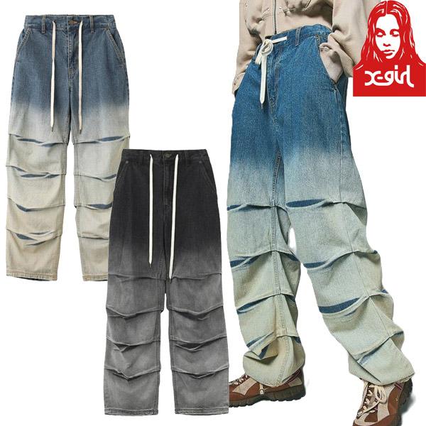 エックスガール X-girl GRADIENT DENIM EASY PANTS グラデーション デ...