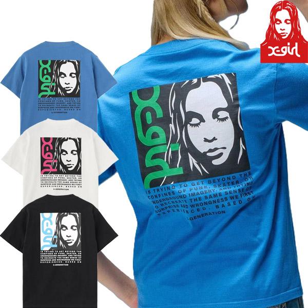X-girl エックスガール レディース 半袖Tシャツ SIDE LOGO FACE LABEL S...