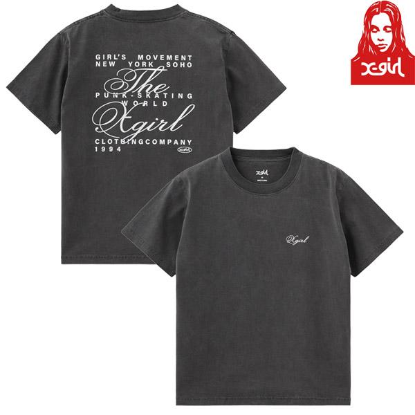 X-girl エックスガール レディース 半袖Tシャツ FADED MESSAGE AND SCRI...