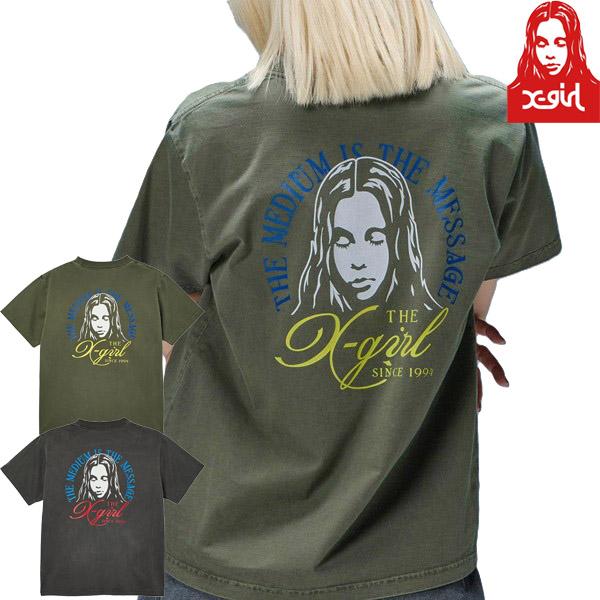X-girl エックスガール レディース 半袖Tシャツ FADED TRI-COLOR FACE S...