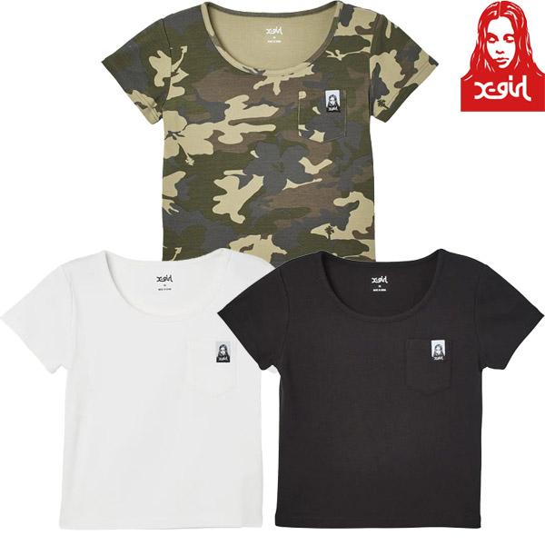 X-girl エックスガール レディース ベビーTシャツ 半袖 FACE LABEL S/S BAB...