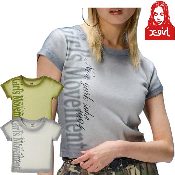 X-girl エックスガール レディース BLURRED SPRAY LOGO S/S BABY T...