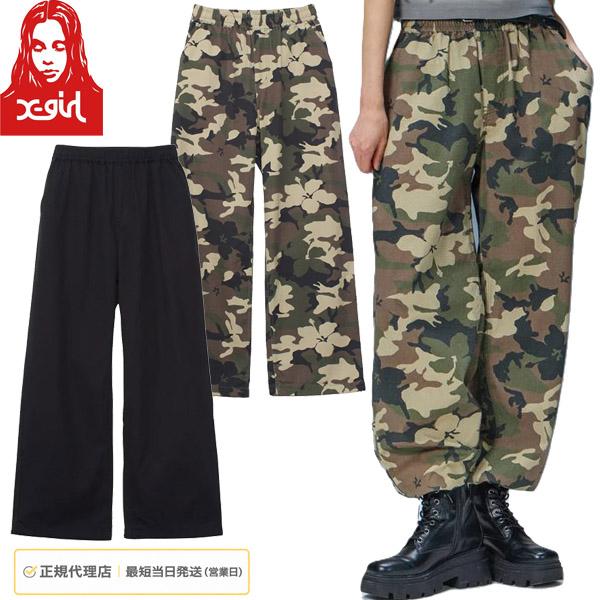 エックスガール X-girl レディース FADED FACE LABEL EASY PANTS イ...