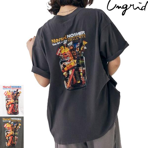 Ungrid アングリッド レディース スナックプリントTee 半袖Tシャツ バックプリント ロゴT...