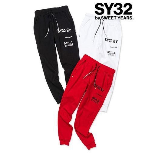 SY32 by SWEET YEARS STRADDLE PRINT LONG PANTS ロゴ プ...