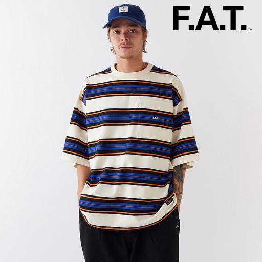 エフエイティー FAT GRANDA Tシャツ 半袖 カットソー ボーダー ロゴ ポケット付き ポケ...