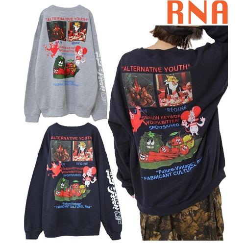 アールエヌエー RNA マウスプリントトレーナー トレーナー ヴィンテージ風 裏毛 人気 日本製 ス...