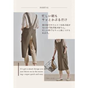 コットンリネン カフェ エプロン ビブ バック...の詳細画像3