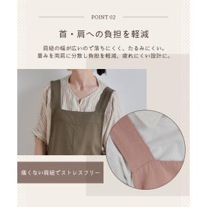コットンリネン カフェ エプロン ビブ バック...の詳細画像5