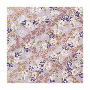 和紙 淡藤紫に桜文様 ラッピングや和紙工芸 和紙人形 和紙の花やちぎり絵に使いやすい千代紙の大きさにカット