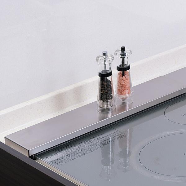 ステンレス製伸縮排気口カバー 奥行10cm 幅44〜80cm  置くだけ ガスコンロ グリル 汚れ防...