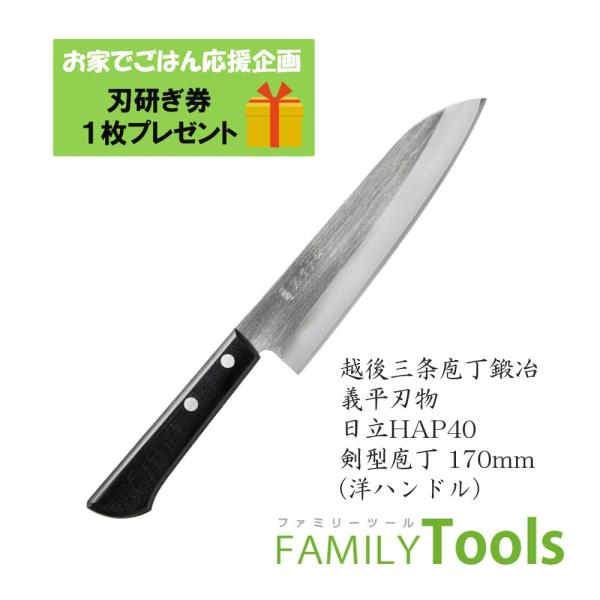 剣型包丁 ぎへい 義平 HAPシリーズ 粉末ハイス鋼 HAP40 剣型 170mm 両刃 (洋ハンド...