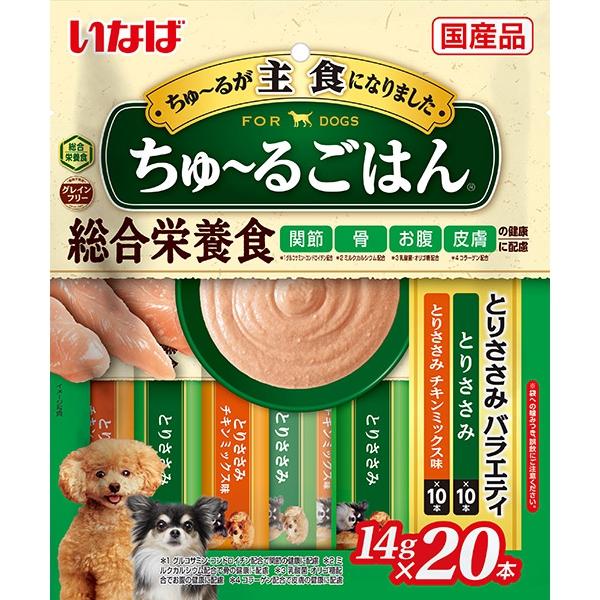 いなば 犬用ちゅ〜るごはん 総合栄養食（関節・骨・お腹・皮膚の健康に配慮）とりささみバラエティ 14...