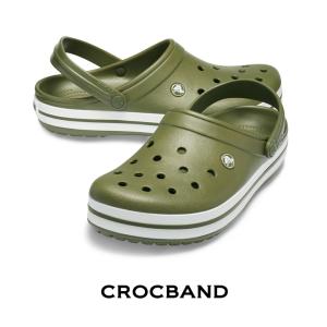 クロックス crocs【メンズ レディース サンダル】Crocband/クロックバンド|アーミーグリーンｘホワイト|11016｜##