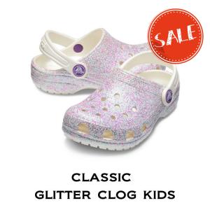 クロックス crocs【キッズ サンダル】Classic Glitter Clog Kids/クラシック グリッター クロッグ キッズ|オイスター｜##