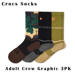 クロックス crocs【socks ソックス】Crocs Socks Adult Crew Graphic 3-Pack / クロックス ソックス アダルト  クルー グラフィック ３P｜207862-0DQ｜crocs正規販売代理店 fam