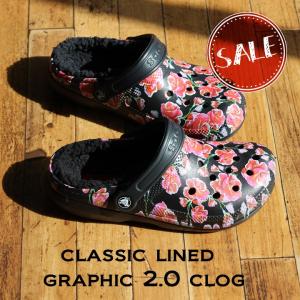 【クロックス crocs 】classic lined graphic2.0 clog/クラシック ラインド グラフィック2.0 クロッグ/メンズ レディース/レッドxブラック