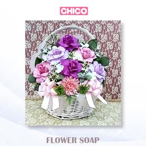 手作り　フラワーソープ 色味:パープル 石けんのお花　造花　アレンジメント　贈り物　お祝い　 item no.chico7-0109｜fancy-chico