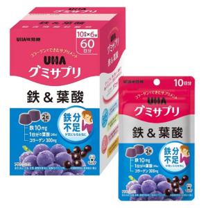 UHA味覚糖 グミサプリ 鉄&葉酸 60日分(10日分×6箱) 【EC限定】