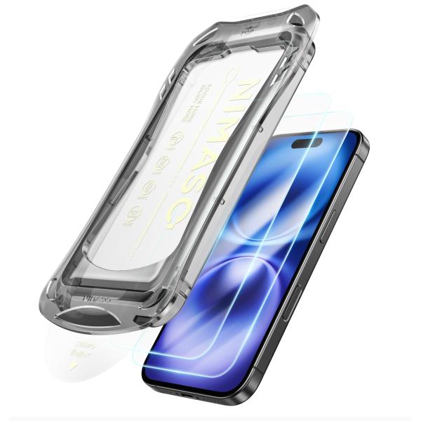NIMASO ガラスフィルム iPhone 16 / iPhone 15 用 強化ガラス 自動除塵 ...